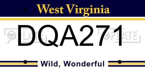 DQA271 West Virginia License Plate