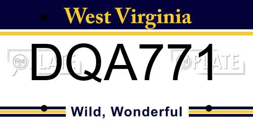 DQA771 West Virginia License Plate