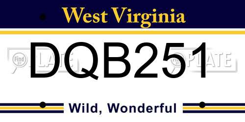 DQB251 West Virginia License Plate