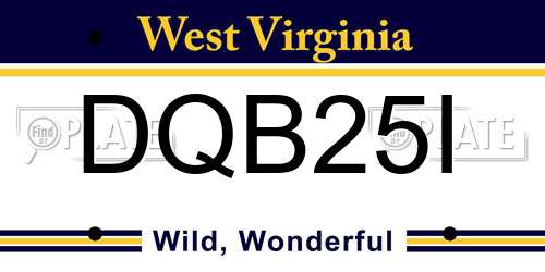 DQB25I West Virginia License Plate