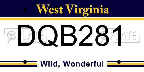 DQB281 West Virginia License Plate