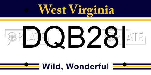 DQB28I West Virginia License Plate