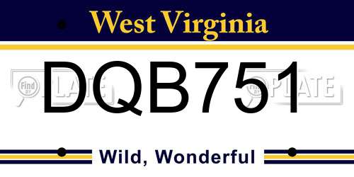 DQB751 West Virginia License Plate