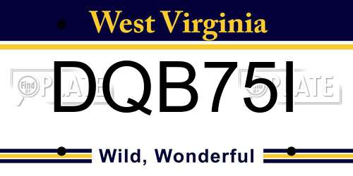 DQB75I West Virginia License Plate