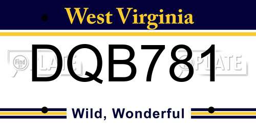 DQB781 West Virginia License Plate