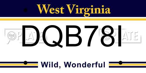 DQB78I West Virginia License Plate