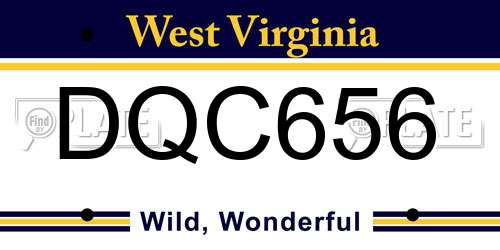 DQC656 West Virginia License Plate