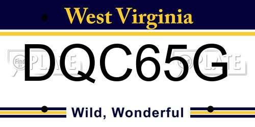 DQC65G West Virginia License Plate