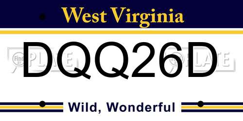 DQQ26D West Virginia License Plate