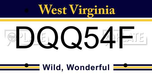 DQQ54F West Virginia License Plate
