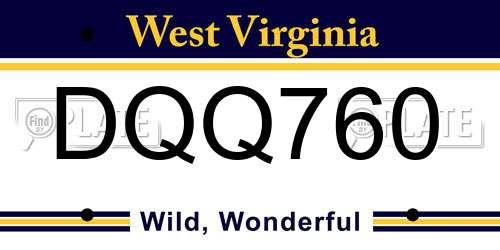 DQQ760 West Virginia License Plate