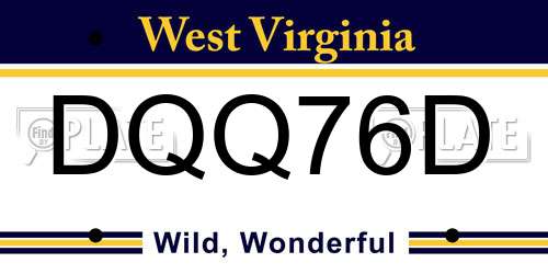 DQQ76D West Virginia License Plate
