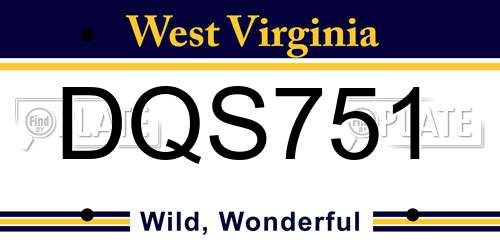 DQS751 West Virginia License Plate