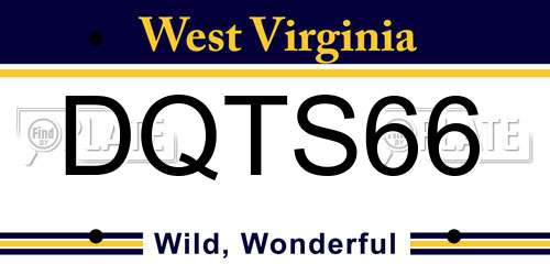 DQTS66 West Virginia License Plate