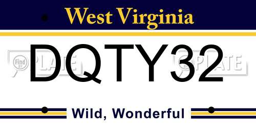 DQTY32 West Virginia License Plate