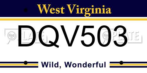 DQV503 West Virginia License Plate