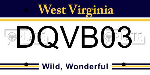 DQVB03 West Virginia License Plate