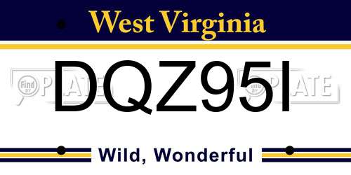 DQZ95I West Virginia License Plate