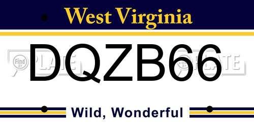 DQZB66 West Virginia License Plate