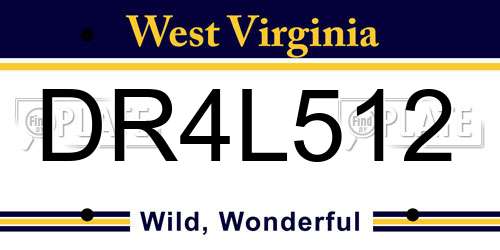 DR4L512 West Virginia License Plate