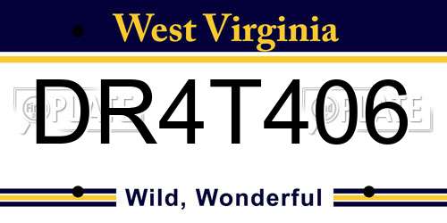 DR4T406 West Virginia License Plate