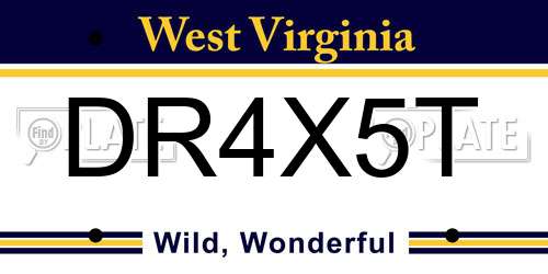 DR4X5T West Virginia License Plate