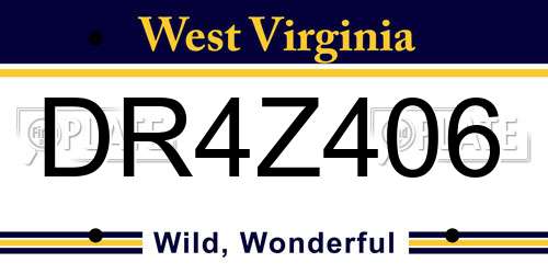 DR4Z406 West Virginia License Plate