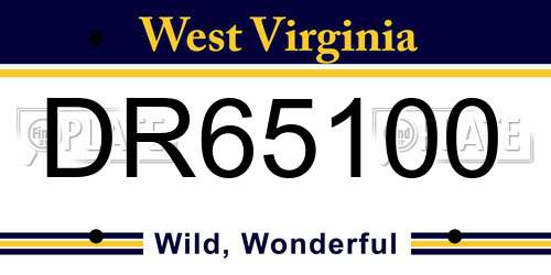 DR65100 West Virginia License Plate