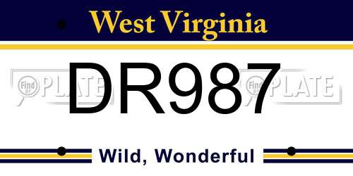 DR987 West Virginia License Plate