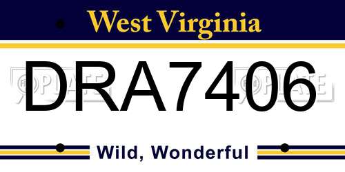 DRA7406 West Virginia License Plate