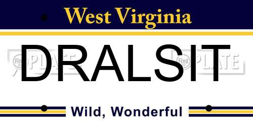 DRALSIT West Virginia License Plate