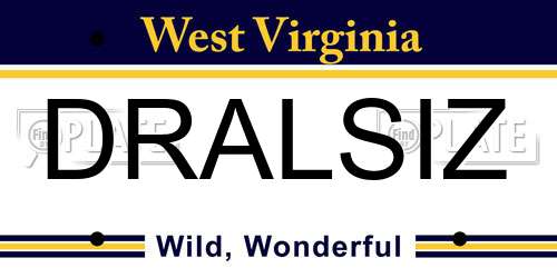 DRALSIZ West Virginia License Plate