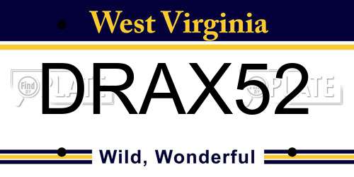 DRAX52 West Virginia License Plate
