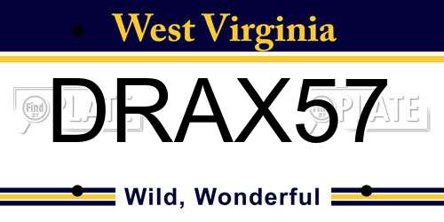 DRAX57 West Virginia License Plate
