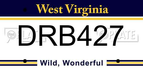 DRB427 West Virginia License Plate