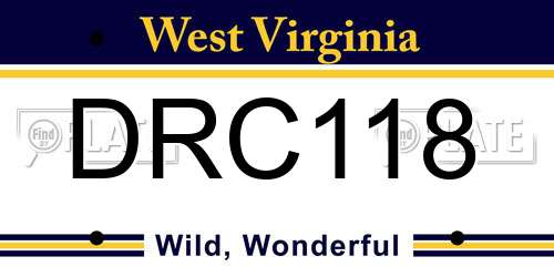 DRC118 West Virginia License Plate