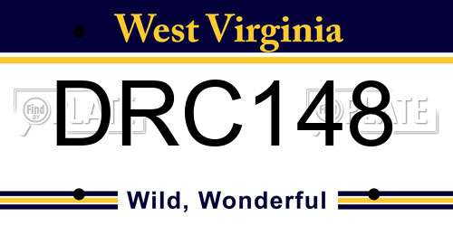DRC148 West Virginia License Plate