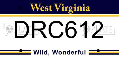 DRC612 West Virginia License Plate