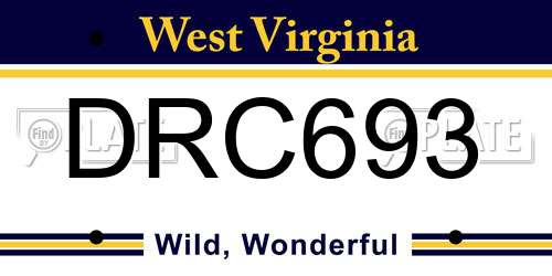 DRC693 West Virginia License Plate