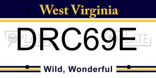 DRC69E West Virginia License Plate
