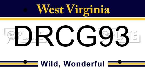 DRCG93 West Virginia License Plate