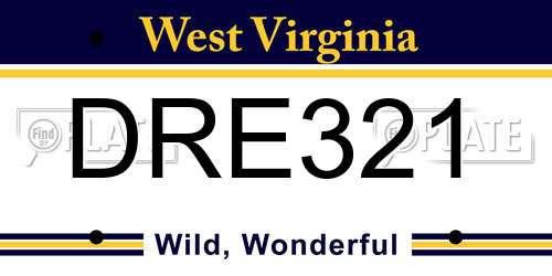 DRE321 West Virginia License Plate