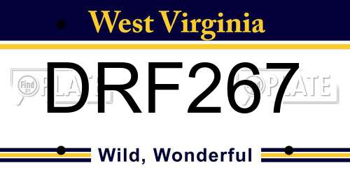 DRF267 West Virginia License Plate