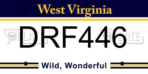 DRF446 West Virginia License Plate