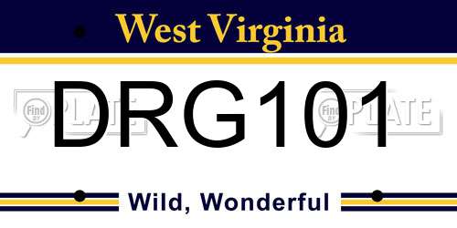 DRG101 West Virginia License Plate