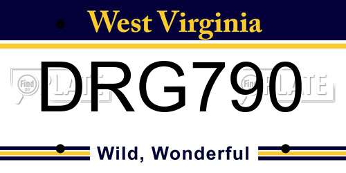 DRG790 West Virginia License Plate