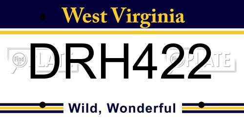DRH422 West Virginia License Plate