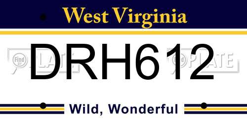 DRH612 West Virginia License Plate