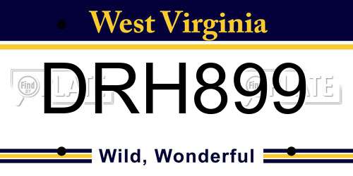 DRH899 West Virginia License Plate
