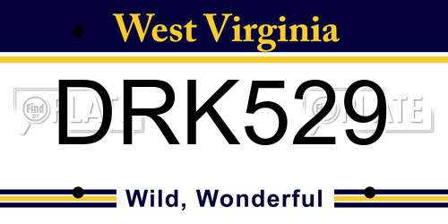 DRK529 West Virginia License Plate